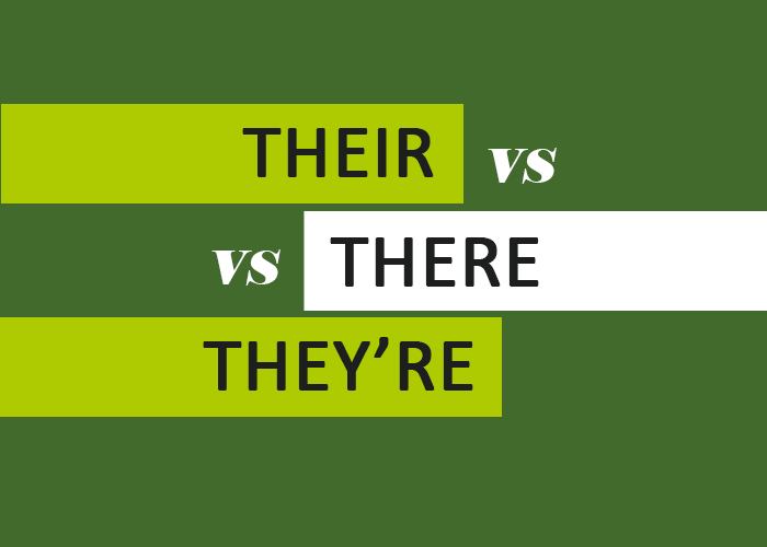Each form of the word: there, their, and there